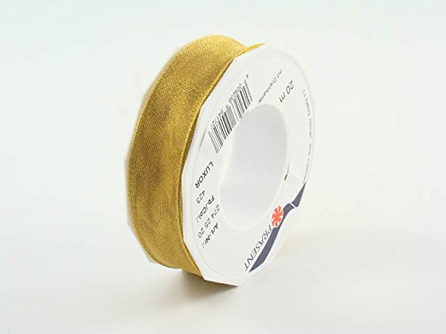 Präsent - Luxor Wired Ribbon Gold 20-m-Roll 25 mm width, White, 25mm - 20m