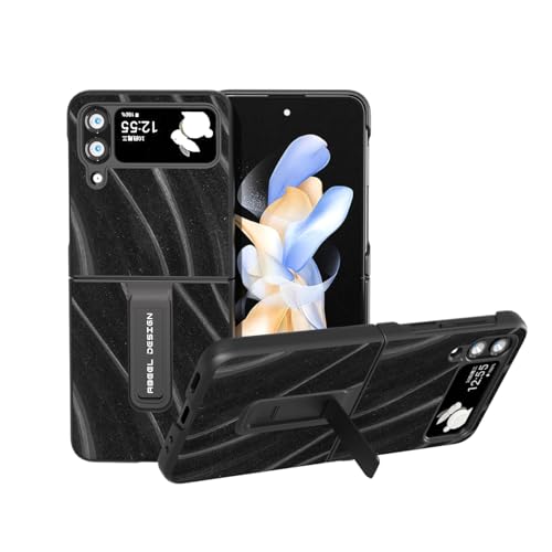 Coque Samsung Z Flip 3 anti-chute coque de téléphone tendance avec support pliable en cuir noir