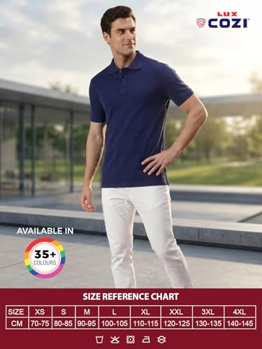 Image of Lux Cozi Men's Cotton Solid Polo Tshirt | Collar Tshirts | Half Sleeves | Stylish & Premium All Day Wear | Pack of 1