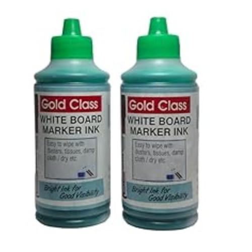 Image of Gold Class White Board Marker Bottled Ink, 100ML | Easily refillable | Bold Round tip | Suitable for Multiple Surfaces | Office Stationery | School Stationery - Pack of 2 (Green)