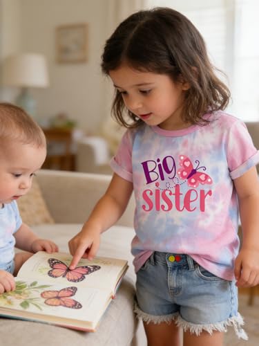 Image of Funnycokid Big Sister Shirts for Girls Pregnancy Announcement Toddler Promoted to T-Shirt 1-7 Years