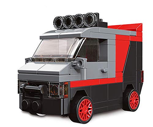 4 x Bausteine Auto mit Friktionsantrieb, A-Team Van, Food Truck, Krankenwagen, Lieferwagen, Konstruktionsspielzeug 407… – Bild 3