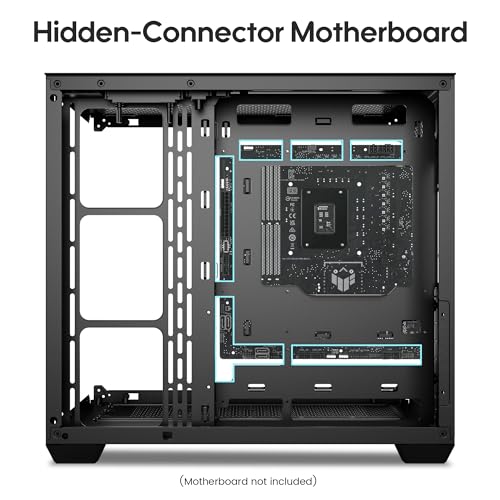 Gabinete para PC Vetroo AL900 ATX con personalización ARGB y ventiladores PWM | Vista completa de 270° con vidrio templado, soporta radiador de 360 mm y hasta 10 ventiladores, listo para USB-C, compatible con GPUs de serie 50 - Negro miniatura 6