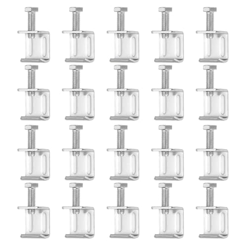 PATIKIL Abrazadera de tubo tipo G, 20 abrazaderas con tornillo M8, clip de brida de acero inoxidable 304 para conexión de tubo rectangular, montaje de soldadura de carpintería, tono plateado
