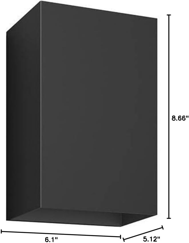 Dimensions of the Philips Hue Resonate wall light, showing a height of 8.66 inches, width of 5.12 inches, and depth of 6.1 inches.