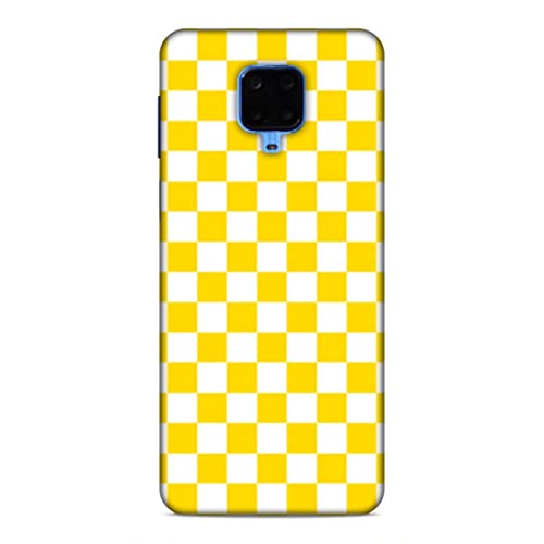 Image of Printed Mobile Back Hard Case Cover for Poco M2 Pro /Xiaomi Redmi Note 10 Lite /Xiaomi Redmi Note 9S | Check Print, Small Boxes, Yellow & White-2204