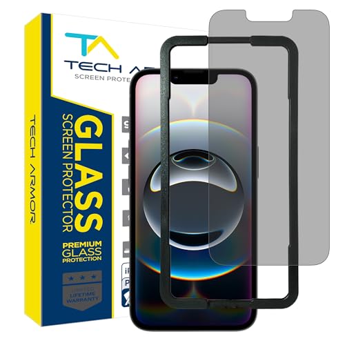 Tech Armor for Apple iPhone 16E Privacy Screen Protector, iPhone 14, 13 and 13 Pro Tempered Glass 6.1 Inch - Anti-Spy Ballistic, Case Friendly, Easy Install, Private, 9H Hardness -1 Pack
