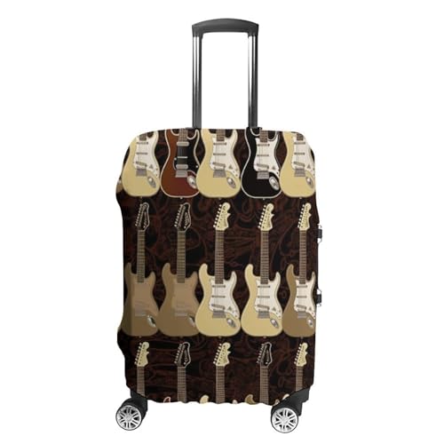 Art Guitar Pattern Luggage Cover, Washable Elastic Suitcase Cover Protector Fit 18-32 Inch Luggage