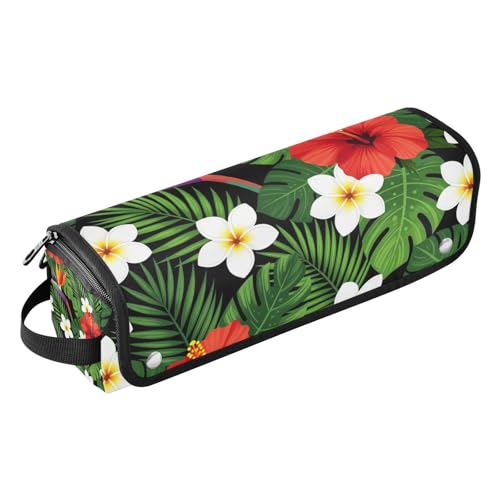 Estuche de viaje 2 en 1 para plancha rizadora con tapete resistente al agua para planchas y rizadores, diseño de palma y flores de hibisco miniatura 1