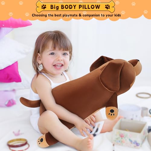 Image of Auspicious beginning 19'' Large Dachshund Dog Plush Stuffed Animal- Cute Weiner Dog Plush Pillow Plushies, Big Dachshund Plush Toy, Cute Hugging Weiner Dog Stuffed Animal Birthday Gifts