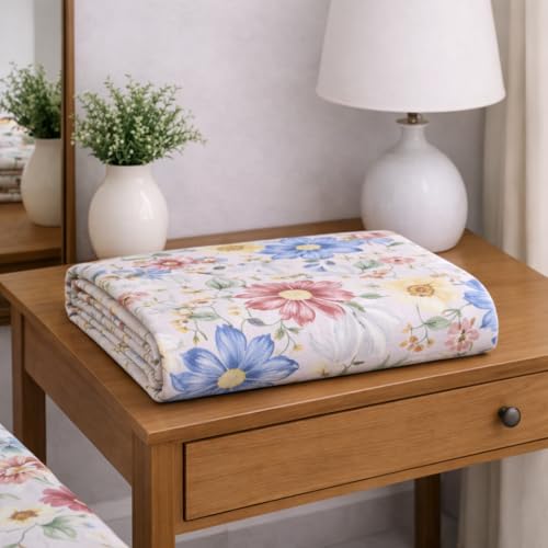 Image of DECORUM Cloud Cotton Double Bedsheet Floral Print with 2 Pillow Covers | 244 TC | Ultra Soft Feel | Premium Comfort | Breathable & Skin Friendly | for Bedroom (90 x 90 Inches)