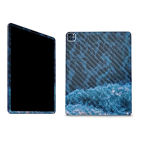 Image of MightySkins Carbon Fiber Skin Compatible with Apple iPad Pro 12.9 inch M2 6th Gen (2022) Full Wrap Kit - Ocean Waves | Protective, Durable Textured Carbon Fiber Finish | Easy to Apply | Made in The USA