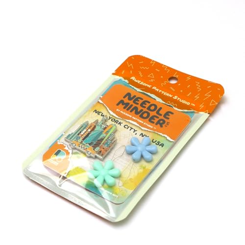 Image of Awesome Pattern Studio Needle Minder Set - New York Magnetic Needle Minder + 2 Needle Threaders. Enamel Pin for Cross Stitch, Embroidery and Craft