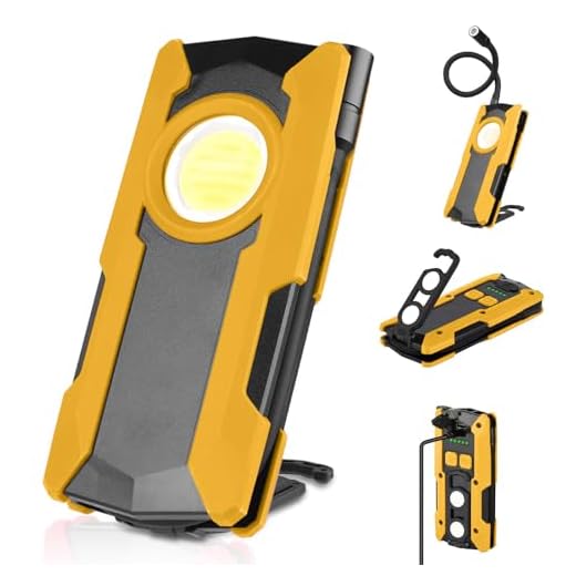 KOKOIN Rechargeable LED Work Light, 2000LM 40W Portable Flashlight with Flexible Gooseneck, Magnetic Base & Hook, 5 Modes for Car Repair, Camping, Emergency & Outdoor Work