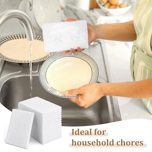 Image of 40 PCS White Non Woven Pads, Light Duty Scouring Pad, Abrasive Surface Scrubber, Non Scratch Scrubbing Pad, Multi Scouring Sponge for Home Workshop Cleaning Polishing(4 x 6 Inch)
