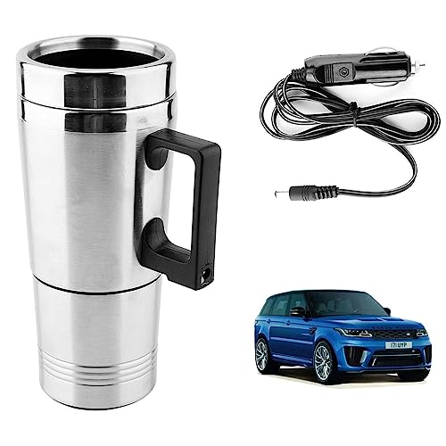 Image of Oshotto 12V Stainless Steel Car Heating Kettle /Mug, Travel Friendly electric Tea /Coffee maker Compatible with Land Rover Range Rover Sport (300ml) - Silver