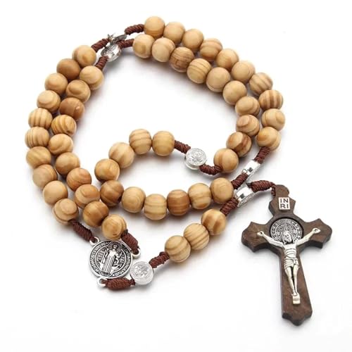 Collier pendentif Jésus Croix en argent et marron pour homme et femme, un bijou de haute qualité