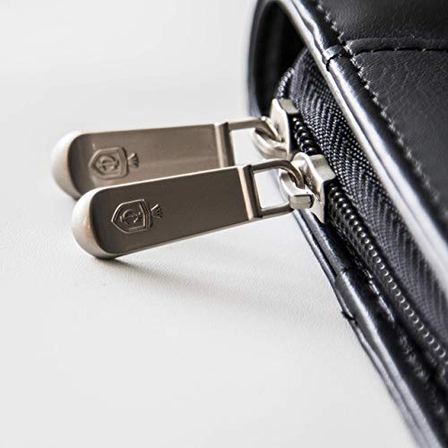 COSSINI-Black-Superior-Vegan-Leather-Business-Portfolio-with-Zipper--Padfolio-All-in-One-Smartest-Protective-101-Inch-Tablet-Sleeve-Presentation-Slot-Solar-Calculator-Card-Storage-Writing-Pad