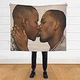 Two Black Men Kissing Meme Throw Blanket 50'X40' Lightweight Winter Flannel Funny Meme Blanket Ultra Soft Micro Fleece Microfiber Fluffy Plush for Home Decor Bedding Sofa Couch All Season Funny Gifts