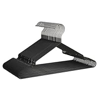 PORTENTUM 20 Pack Black Space Saving Heavy Duty Heavy Duty Clothes Hangers Metal Rubber Coated Clothes Hangers for Dresses, For All Clothes and Trousers