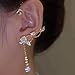 Elegant Camellias and Tassels Ear Cuff Sparkling Zircon Flower Clip on Earring Accessory for Women Fashion Jewelry