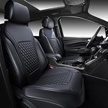 CAR PASS 2Pack Front Car Seat Covers Leather Memory Foam Water Proof Seat Protector Universal Fit for Cars SUVs Trucks Most Vehicles, 3D Foam Rhombus Sideless, Airbag Compatible Non-Slip, 2 Pcs Black