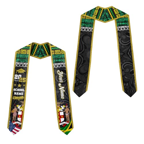 MonkeyVan Personalized Jamaican Graduation Sash 2025, Jamaica Flag Graduation Stole Sash Class Of 2025, Jamaican Stole Jmc 5