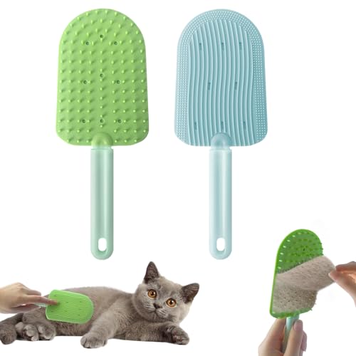 2PCs Cat Tongue Comb and Brush - Upgraded Washable Silicone Pet Brushes for Long or Short Haired Cats Multifunctional Grooming Brush Easily Removes Fur