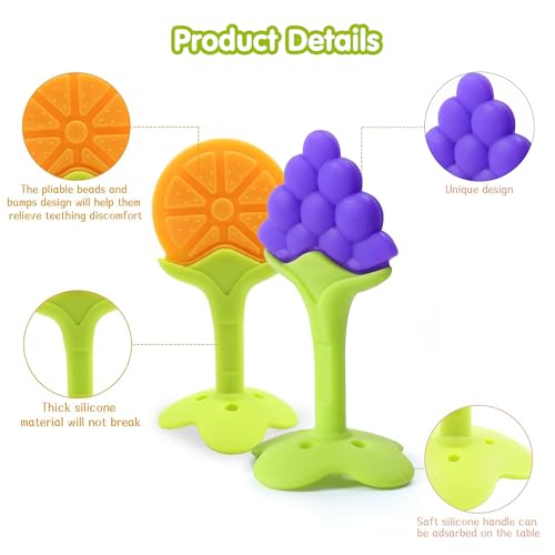 Image of Fruit Shaped Teethers for Babies 6+ Months, BPA-Free Silicone Teething Toy for Infants, Natural Organic Freezer Safe & Soft Toys for Toddlers|Ideal Gift for Baby Girls & Boys | Set of 5