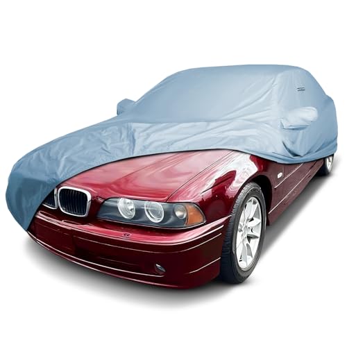 Image of iCarCover Premium Car Cover for 1982-2003 BMW 5-Series Sedan Heavy Duty Waterproof All-Weather Automobiles Custom Fit Indoor Outdoor UV Snow Protection Covers with Straps and Bag