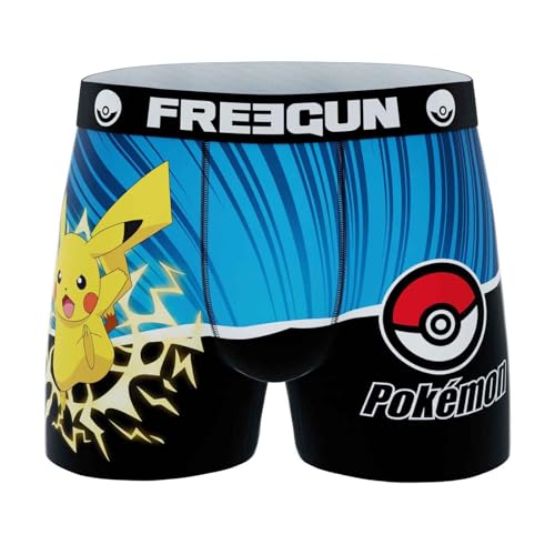 FREEGUN Boxer Homme Pokemon (FR/ES, Letras, S, Regular, Regular, Pika Volt Pkm18)