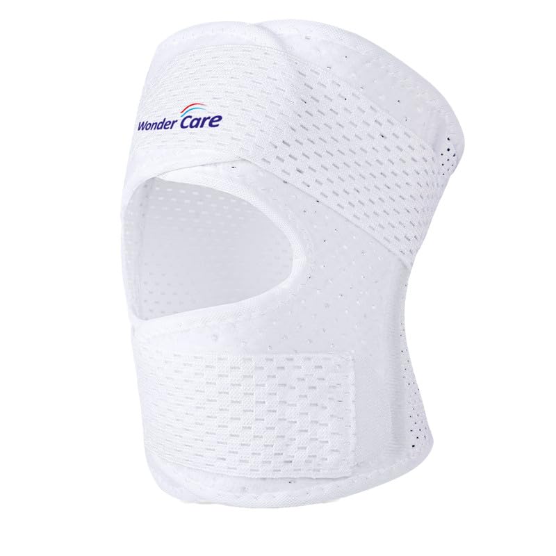 Image of Wonder Care Adjustable Wrap Knee Support Brace, Air Mesh Fabric Knee Brace Cap for Pain Relief, Sports, Arthritis, Running Protection [White] (2, 3XL)