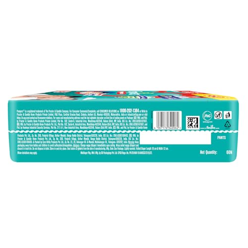 Image of Pampers Happy Sleep Pant Style Baby Diapers, Small (S), 60 Count, 1 Pampers = 1 Night Sleep, with Anti Rash Shield, 4-8 Kg Diapers