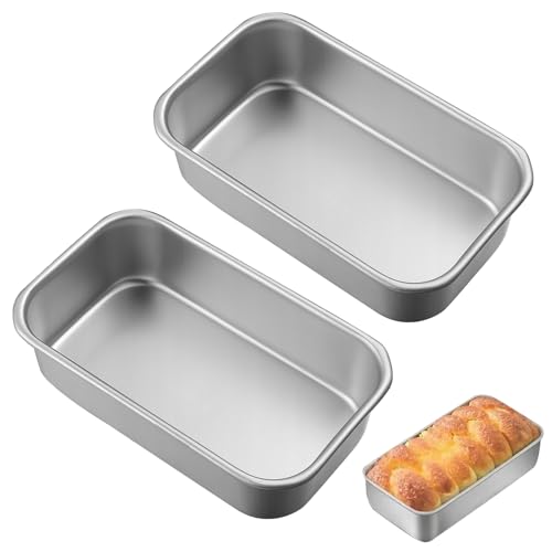 2 Piezas Moldes para Hornear Pan de Acero Inoxidable, 22 × 14,8 × 5 CM, Molde Bizcocho Horno, Apto para Lavavajillas, Molde Rectangular Reposteria para Hornear Pan, Pasteles, Tostadas, Otros Dulces