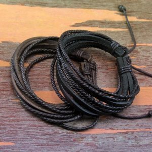Coolla 2-Pack Leather Black & Brown Bracelets - Fashion Adjustable Leather Wristband And Rope Cuff Bracelet - Great For Men, Women, Teens, Boys, Girls Sl1 #TOP1