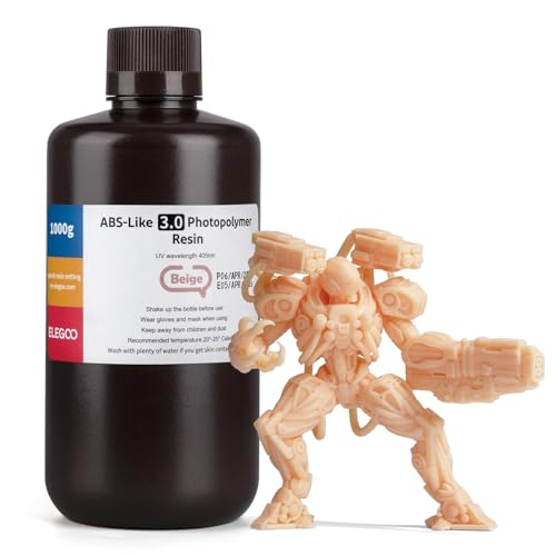 Image of ELEGOO ABS-Like 3.0 3D Printer Resin Beige 1000g | High Strength and Toughness, High Precision, Low Viscosity, UV-Curing Photopolymer Resina for MSLA DLP LCD 3D Printers