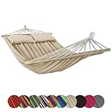 BB Sport Amaca Doppia Barre 240x150 cm Carrico Massimo 300 kg 2 Persone 2 Cuscini Giardino Patio Terrazzo, Colore:Spiaggia