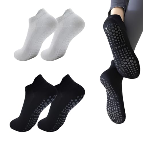 Androxeda 2 Pares Calcetines Antideslizantes Mujer Con Puntos De Agarree, Transpirables Y Sin Costuras Para Pilates, Yoga Y Entrenamiento