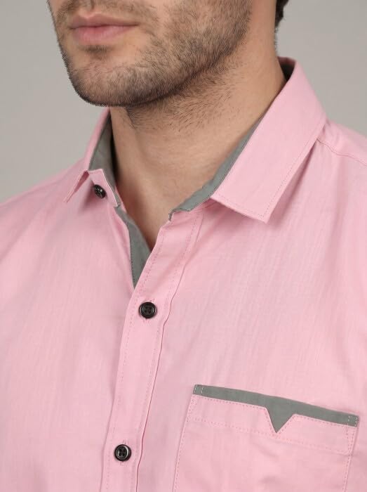 Image of Diverse Men's Cotton Blend Shirt with Pocket Design Spread Collar Full Sleeves Regular Fit and Standard Length | Comfortable Cotton Casual Shirt for Man