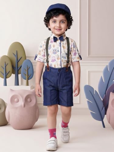 Image of AJ DEZINES Kids Casual Wear Clothing Cotton Shirt Short Set For Boys