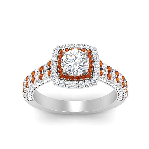 Image of 55Carat Choose Your Gemstone Double Band Square Halo Diamond CZ Ring 925 Sterling Silver Round Shape Halo Engagement Rings Everyday Jewelry Wedding Jewelry Handmade Gifts for Wife US Size 4 to 12