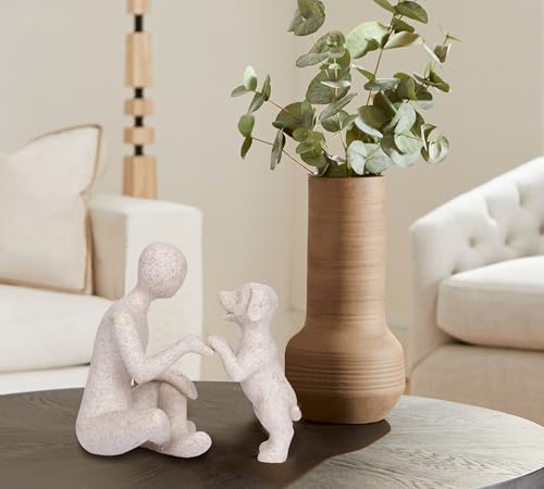 Figura decorativa de hombre y perro en resina miniatura 6