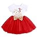 FYMNSI Kleinkinder Baby Mädchen Mein 3. Geburtstag Kleid Baumwolle Kurzarm Tutu Tüllkleid Pailletten Schleife A-Linie Prinzessin Partykleid Fotoshooting Outfit Rot