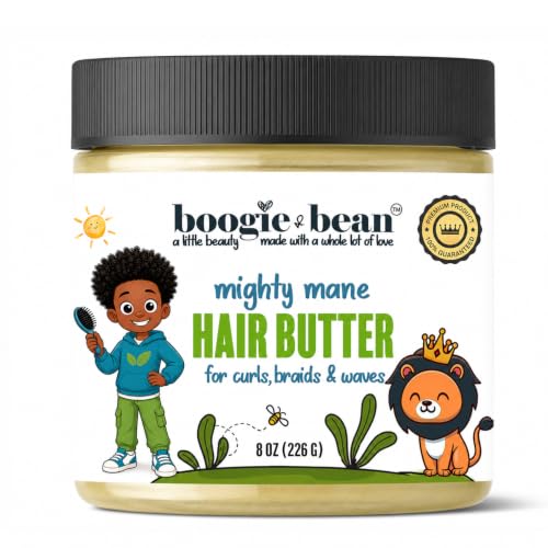 Boogie and Bean 8 oz boys hair butter — the moisturizing soft-hold pomade made for kids' curls and 360 waves