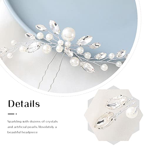 Jakawin 20220125002 Pearl Bride Wedding Hair Pins Silver Rhinestone Hair Piece Crystal Headpiece Bridal Hair Accessories thumb #4