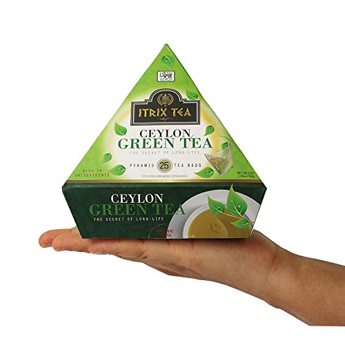 Itrix Ceylon Green Tea 5 Packs - 100% Natural Tea Leaves - Refreshing & Delicious Beverage With Reusable Bag - 25 Tea Bags Per Pack #TOP4