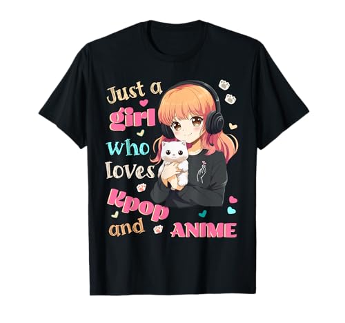Just a Girl who Loves Kpop Anime Cute Merch Merchandising Cats Camiseta