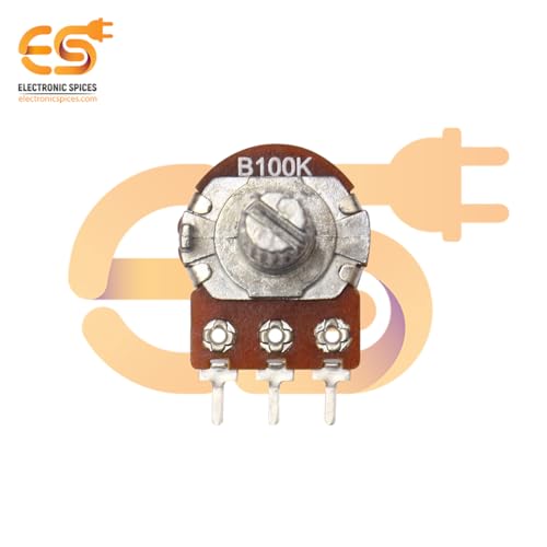 Image of Electronic Spices 100K 3 Pin Round Shaft Rotary Potentiometer Volume Pot 100K with Knob for Multiple Applications (Pack of 4)