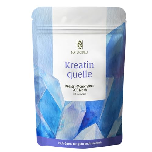 NATURTREU® Creatin Monohydrat Pulver - 500g Beutel - 100% reines Kreatin, vegan & ultrafein (200 Mesh) - Für Fitness, Bodybuilding & Sport - in ﻿Deutschland hergestellt