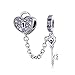 Produktbild GDDX Medaillon Schlüssel Herz Sicherheitskette Anhänger Charme Für Armbänder Sterling Silber Frauen Mädchen Geburtstag Schmuck Geschenk(Schlüssel charme)